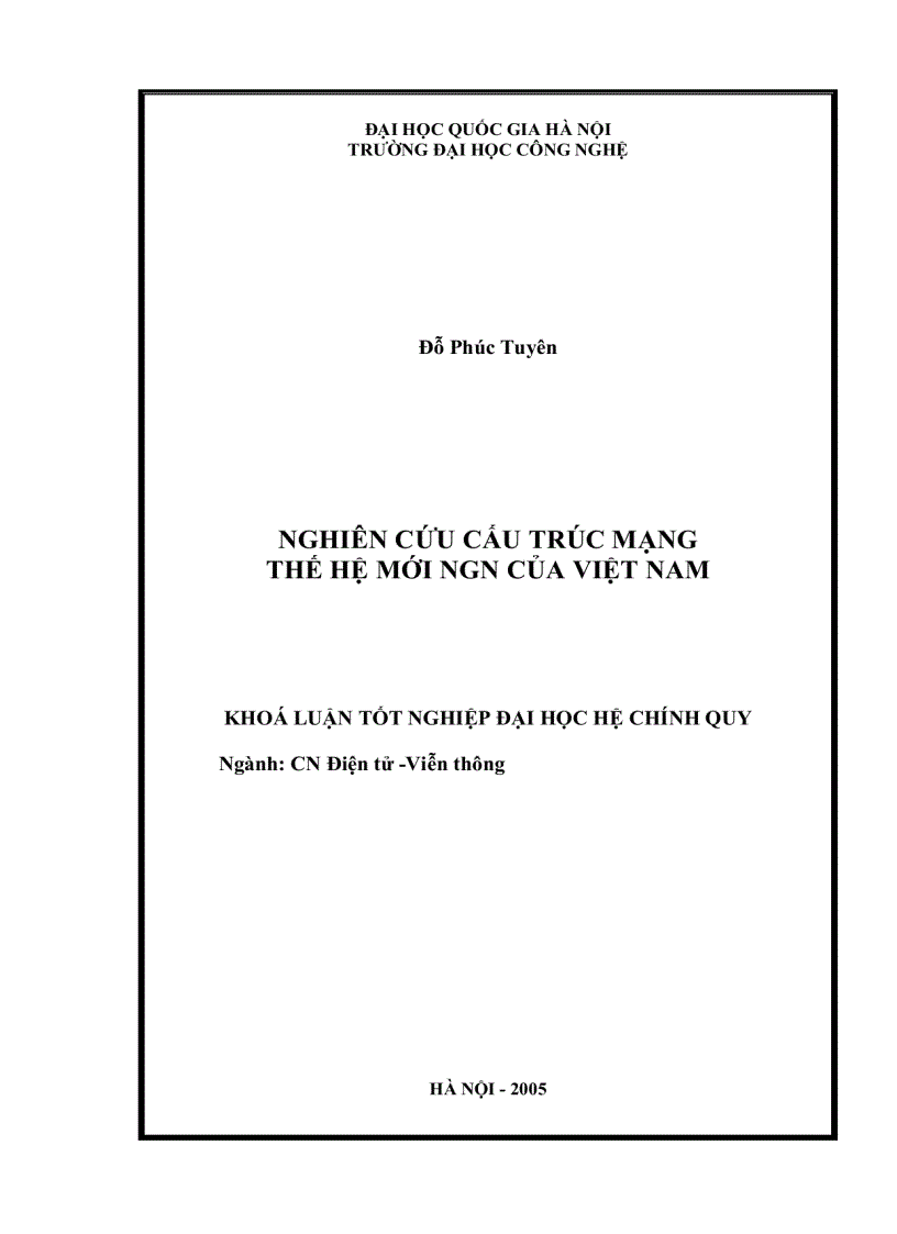 Nghiên cứu cấu trúc mạng thế hệ mới ngn của việt nam