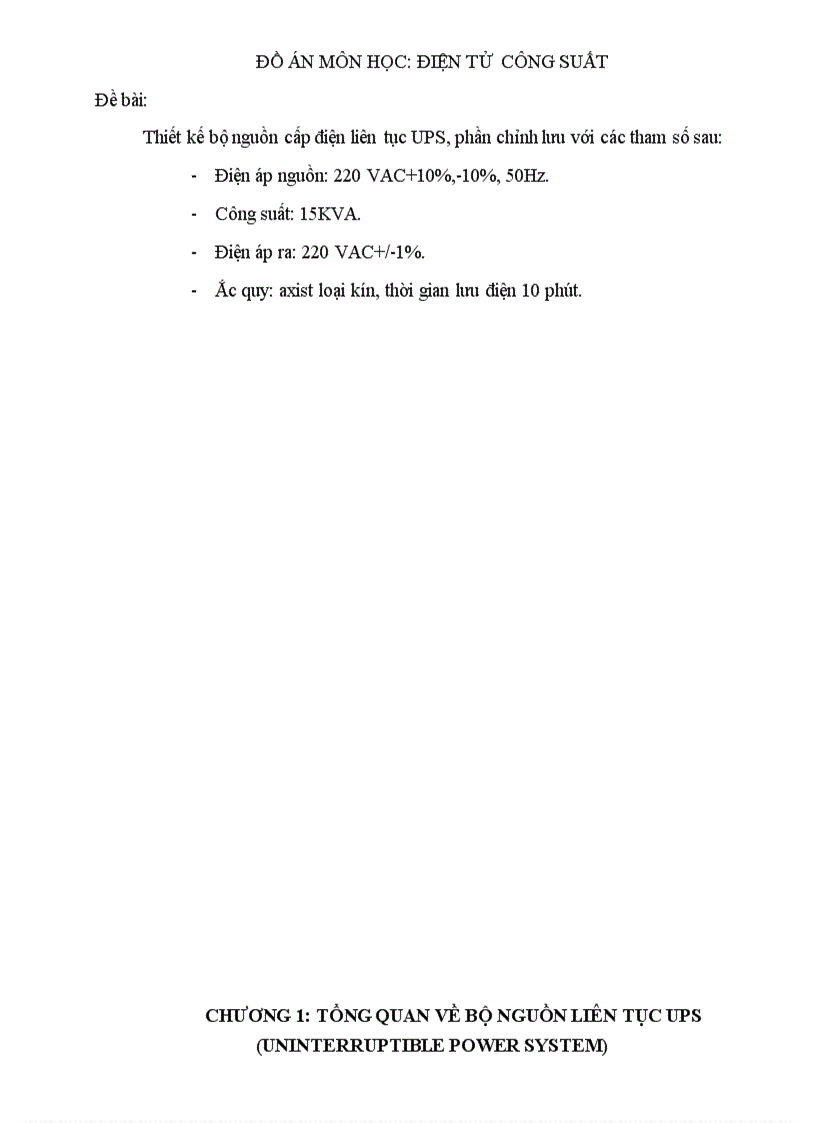 Đồ Án Thiết Kế Bộ Nguồn Liên Tục UPS