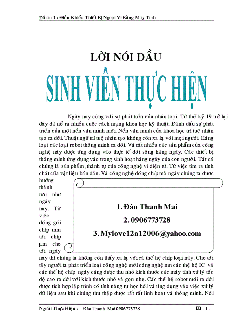 Điều Khiển Thiết Bị Ngoại vi bằng máy tính