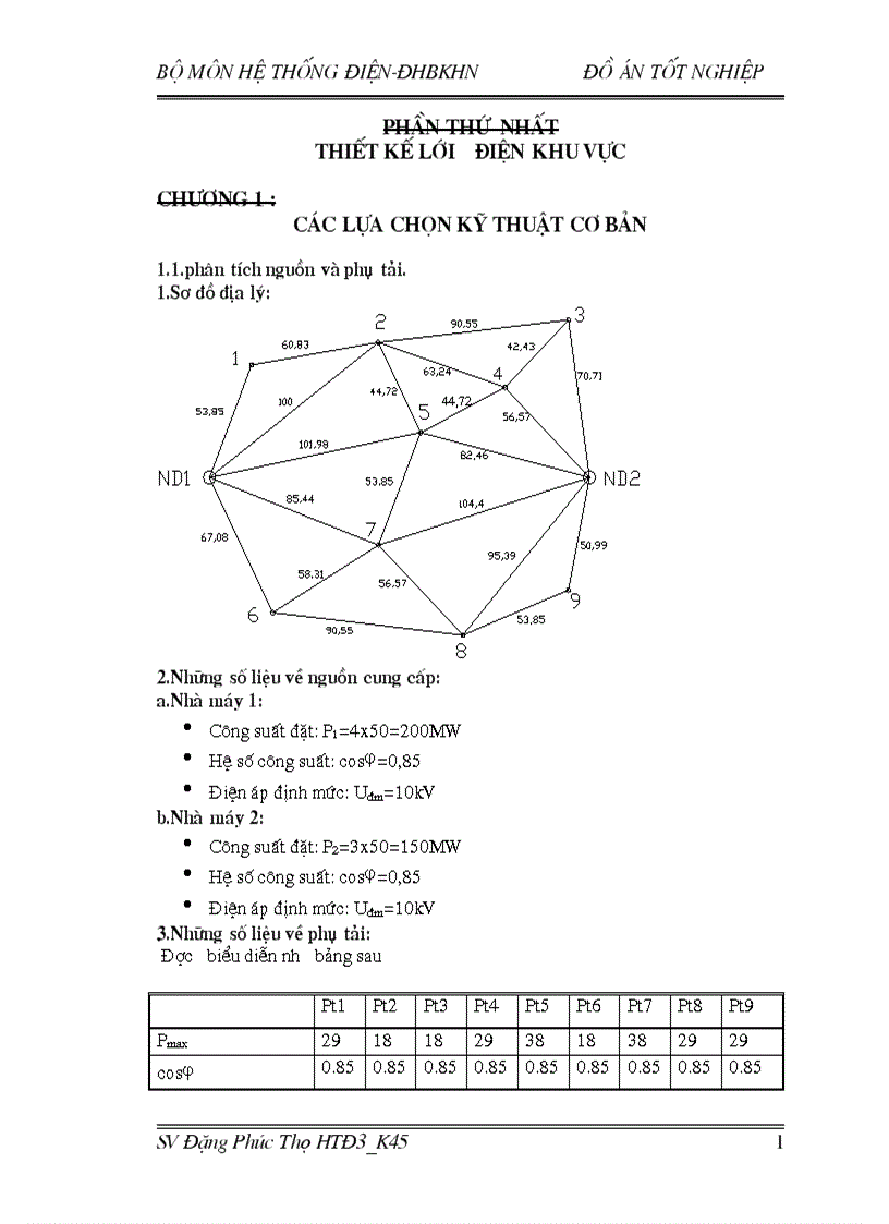 Đồ án tốt nghiệp nghành hệ thống điện thiết kế lưới điện một khu vực svth đặng phúc thọ đhbkhn