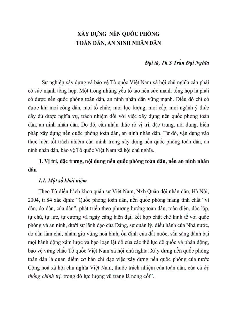 Tiểu luận xây dựng nền quốc phòng toàn dân anh ninh nhân dân bảo vệ tổ quốc việt nam xã hội chủ nghĩa