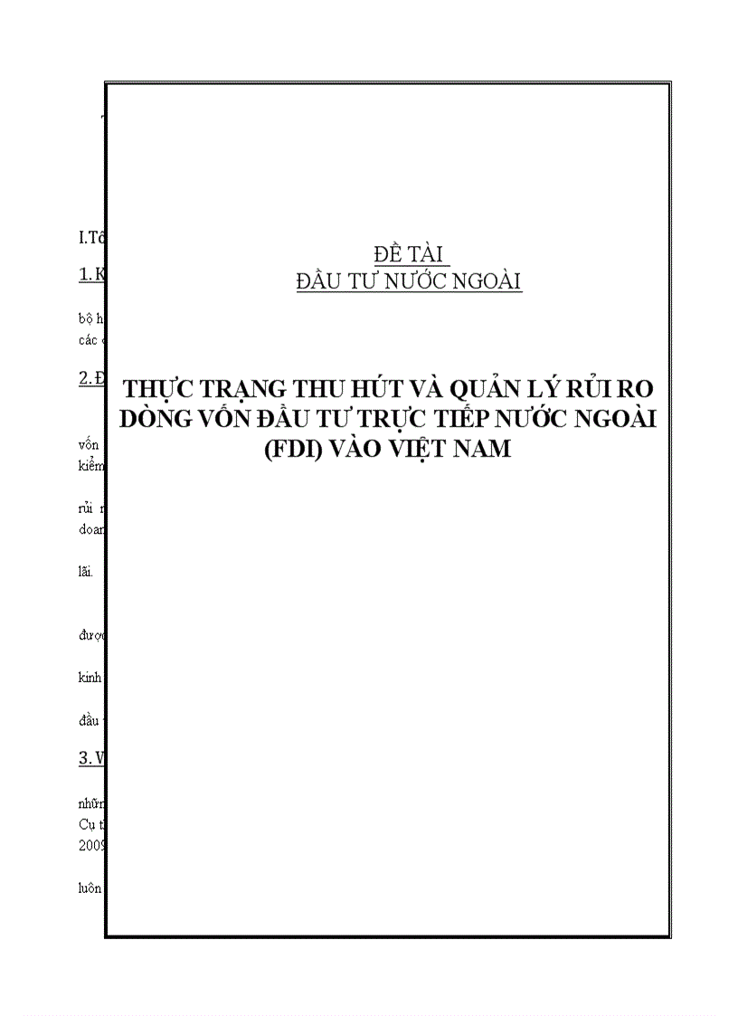 Thực trạng thu hút và quản lý rủi ro dòng vốn đầu tư trực tiếp nước ngoài fdi vào việt nam