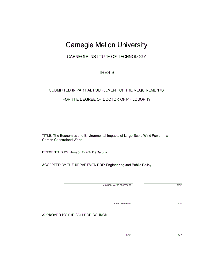 The Economics and Environmental Impacts of Large Scale Wind Power in a Carbon Constrained World