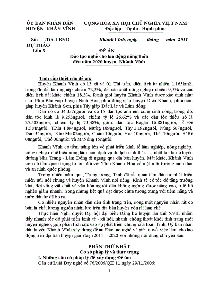 Đào tạo nghề cho lao động nông thôn đến năm 2020 huyện Khánh Vĩnh
