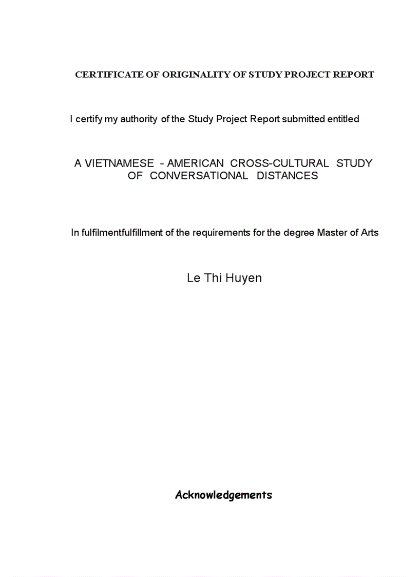 Avietnamese american cross cultural study of conversational distances