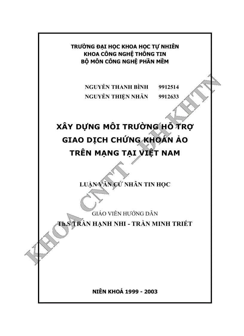 Xây dựng môi trường hỗ trợ giao dịch chứng khoán ảo trên mạng tại Việt Nam