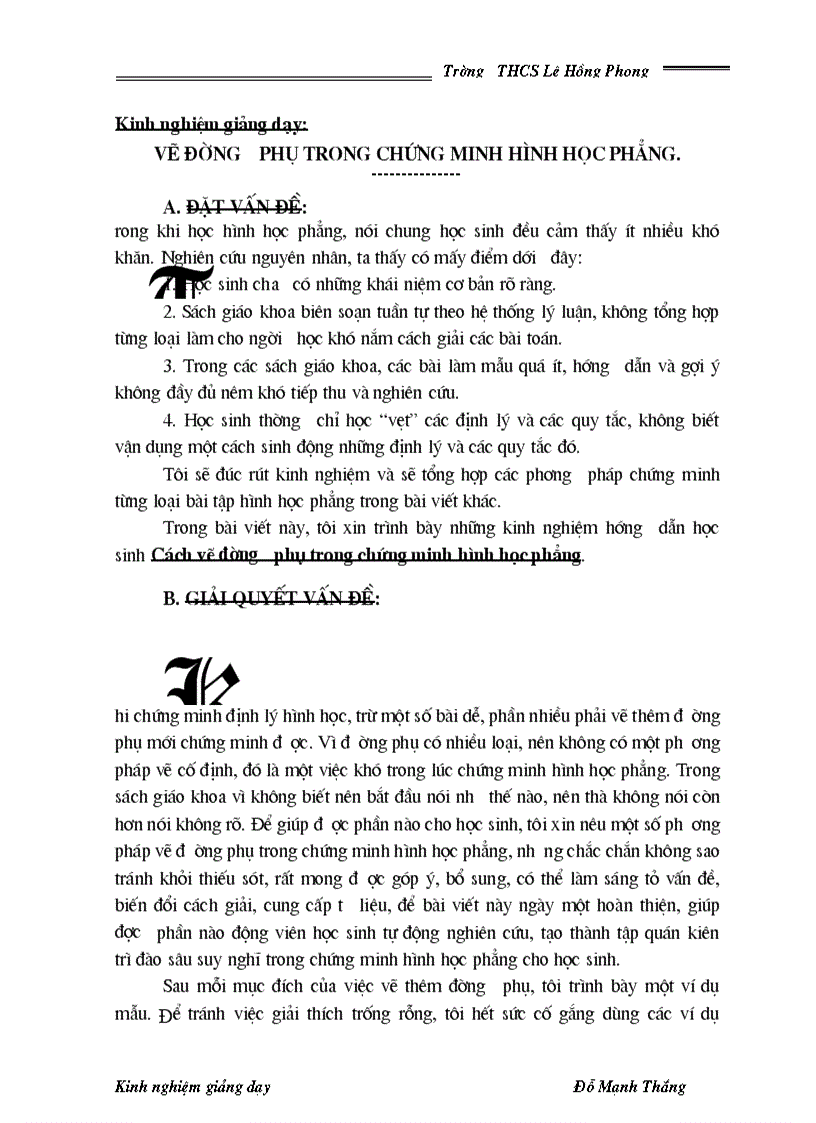 Vẽ đường phụ trong chứng minh hình học phẳng