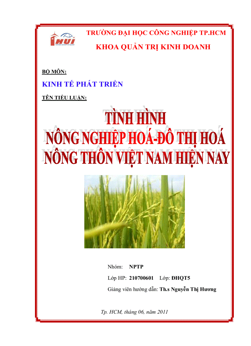 Tình hình nông nghiệp hóa đô thị hóa nông thôn Việt Nam hiện nay