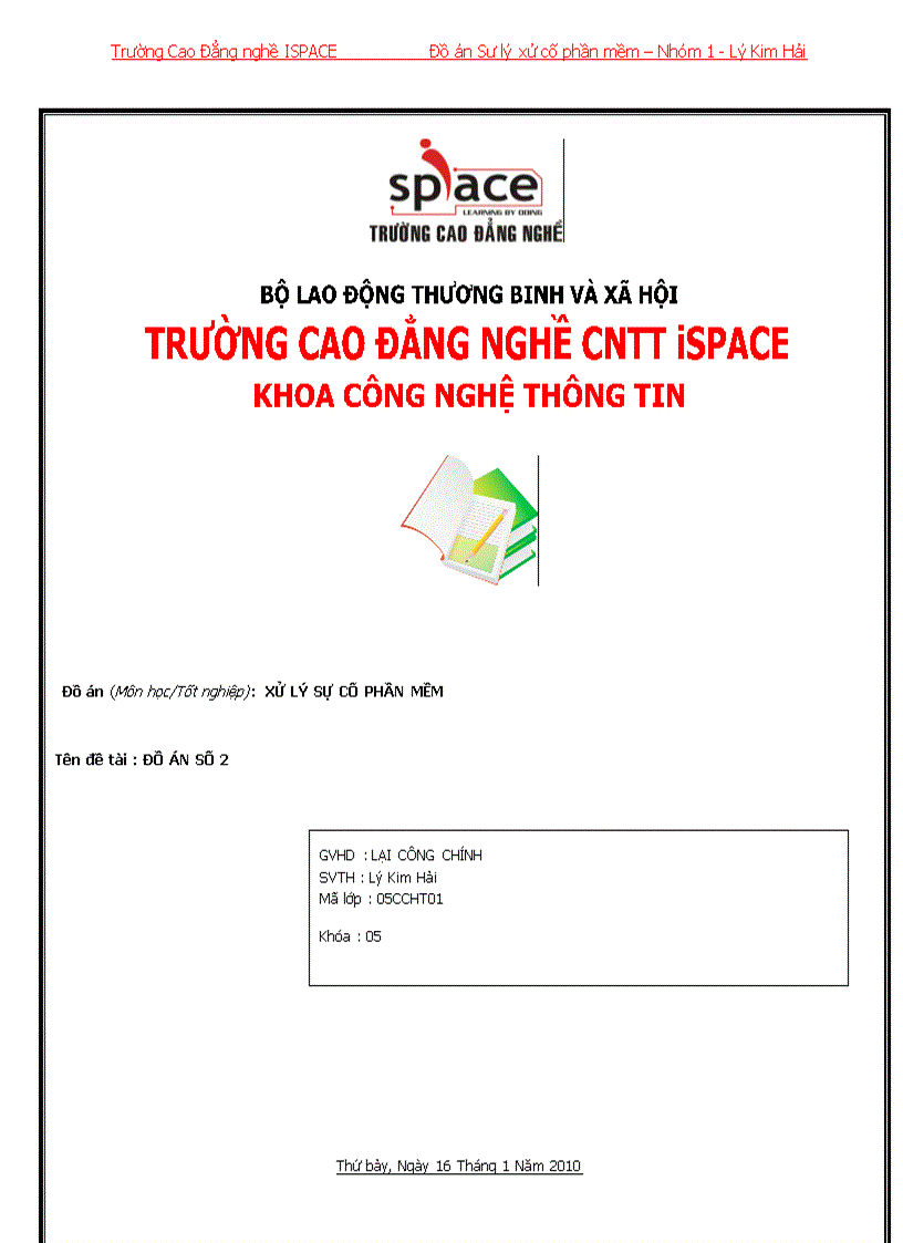 Xử lý sự cố phần mềm Trường Cao Đẳng nghề ISPACE