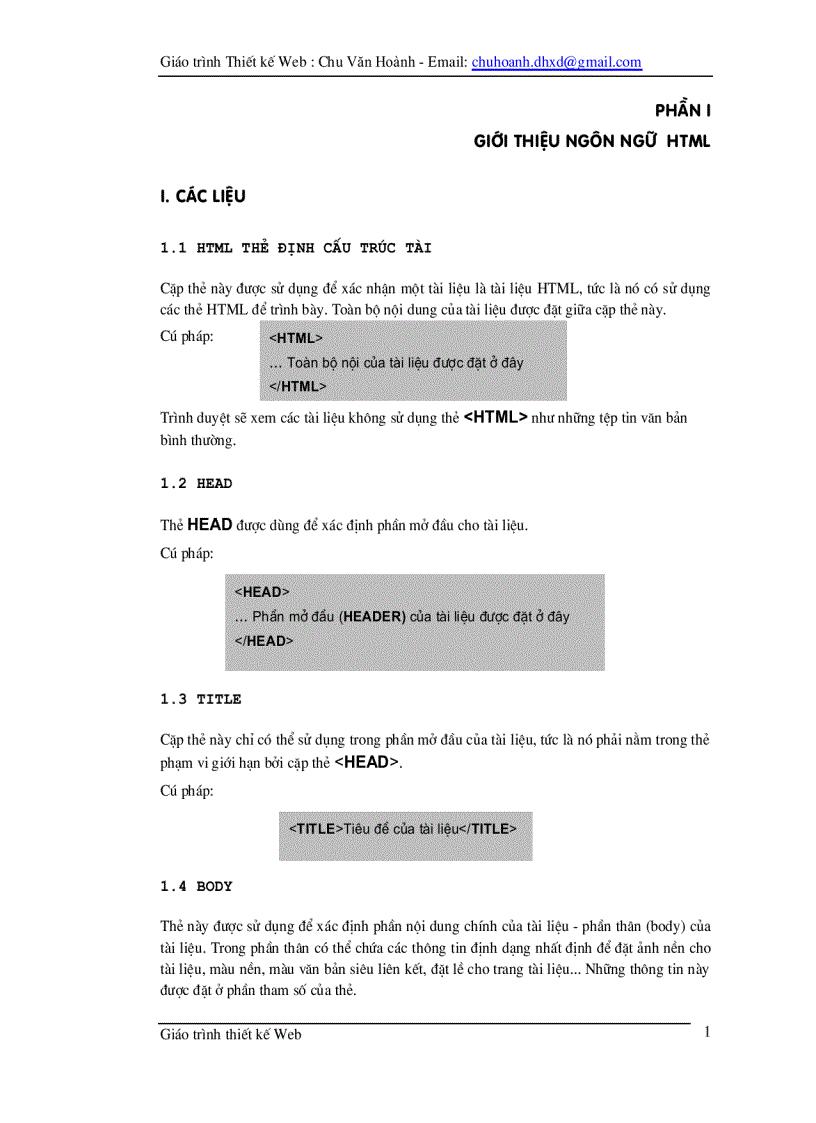 Giáo trình cơ bản về HTML