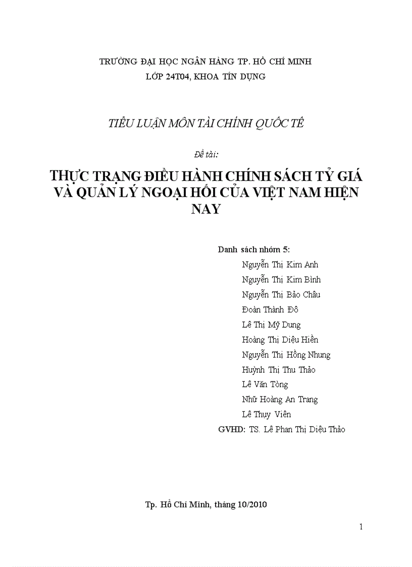 Thực trạng điều hành chính sách tỷ giá và quản lý ngoại hối của việt nam hiện nay 83 trang