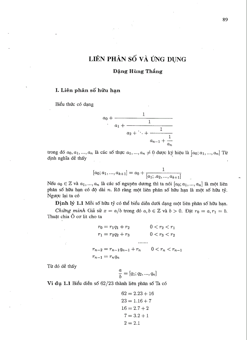 Liên phân sô va ư ng du ng