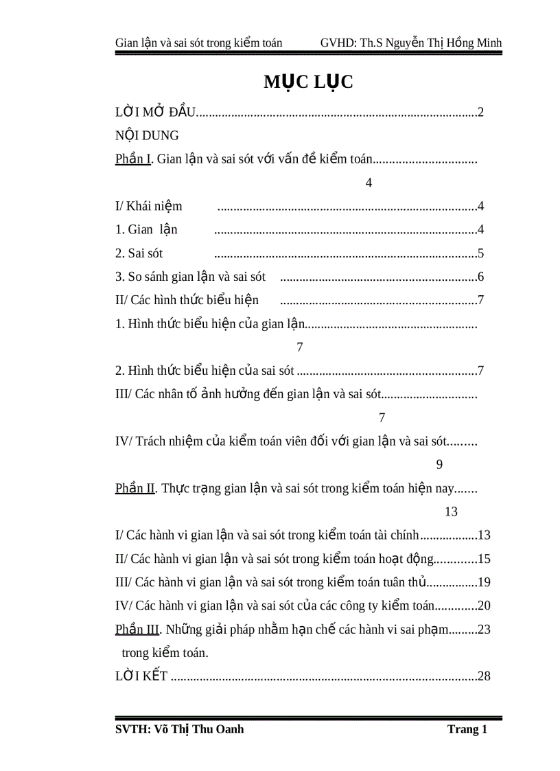 Gian lận và sai sót trong kiểm toán