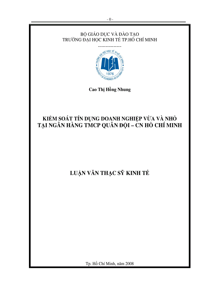 Kiê m soa t ti n du ng doanh nghiệp vư a va nho ta i ngân ha ng Thương Mại cổ Phần Quân đô i tại chi nhánh Thành Phố Hồ Chí Minh