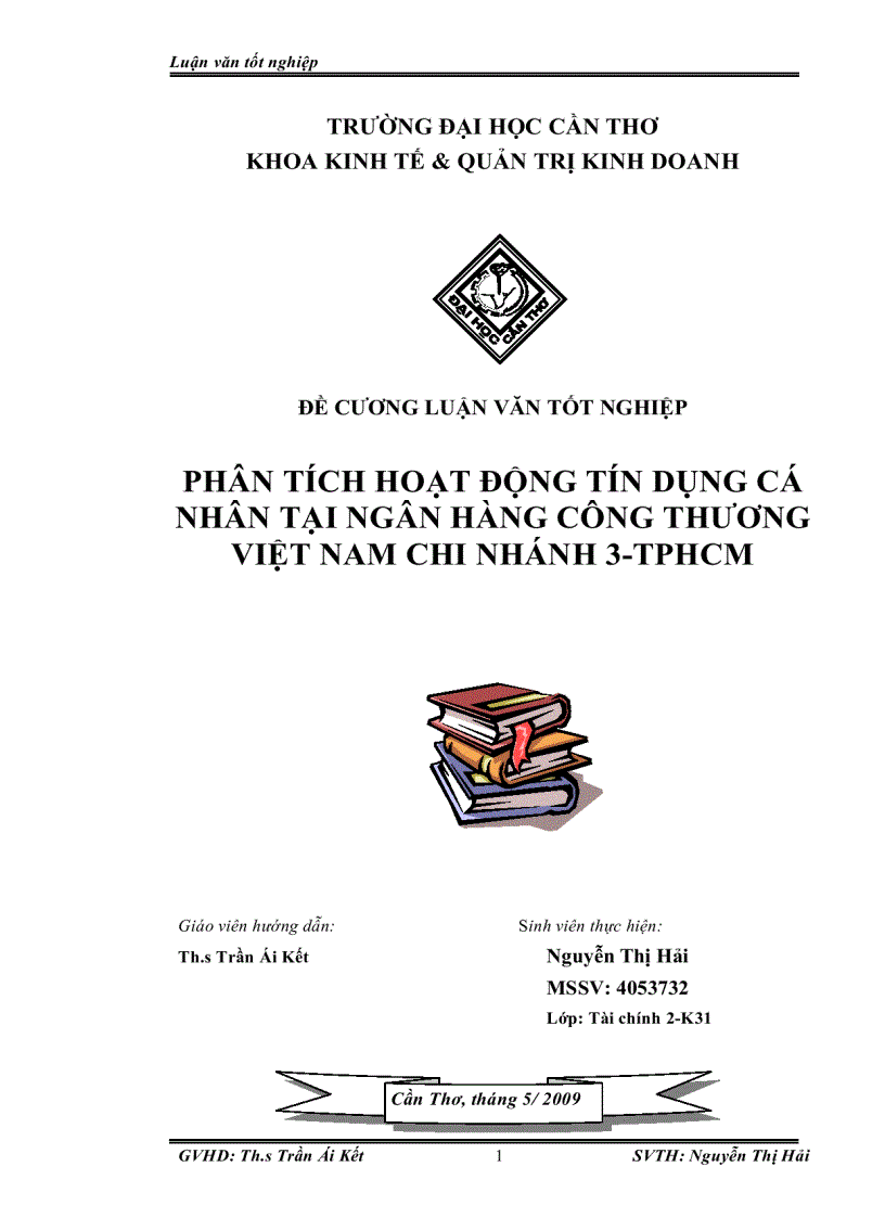 Thực trạng hoạt động tín dụng cá nhân tại Ngân hàng Công Thương Việt Nam Chi nhánh 3 TPHCM