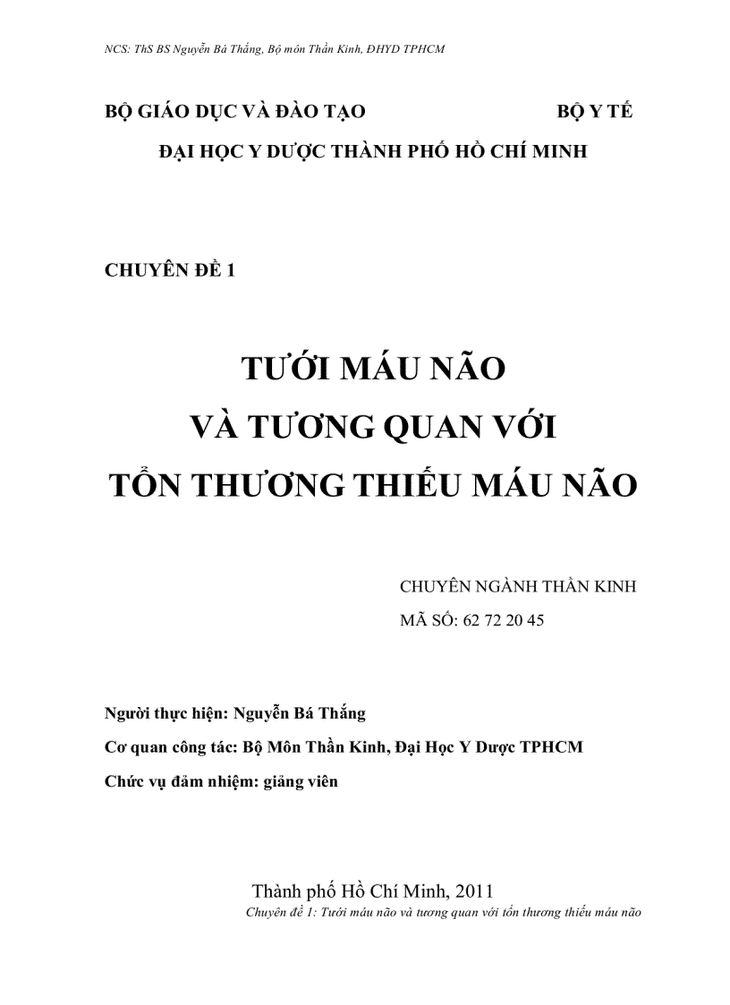 Tưới máu não và tương quan với tổn thương thiếu máu não