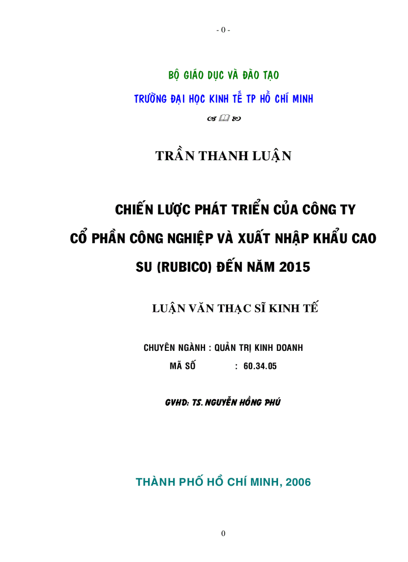 Chiến lược phát triển của công ty Công ty cổ phần công nghiệp và xuất nhập khẩu cao su Rubico đến năm 2015