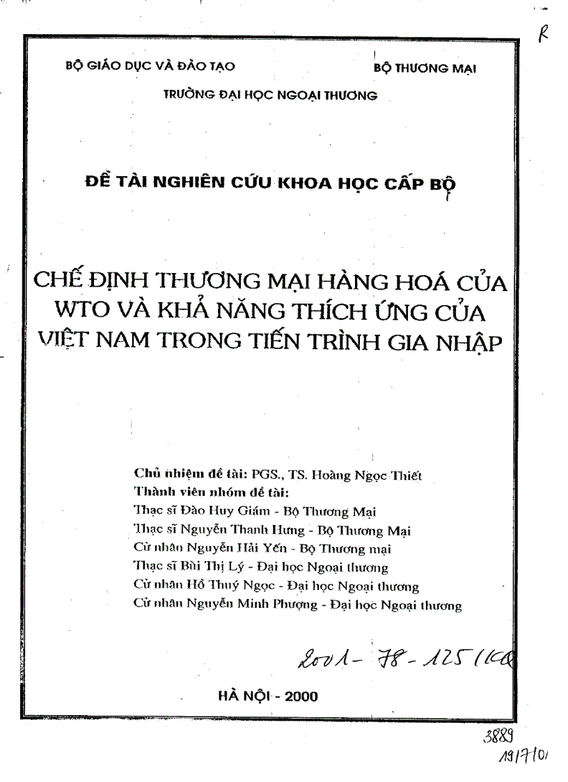 Chế định thuơng mại hàng hóa của WTO và khả năng thích ứng của Việt Nam trong tiến trình hội nhập