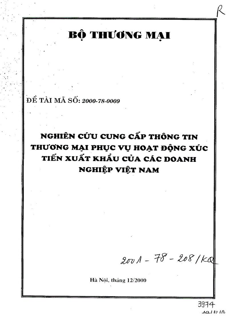 Nghiên cứu cung cấp thông tin thượng mại phục vụ hoạt động xúc tiến xuất khẩu của các Doanh nghiệp Việt Nam