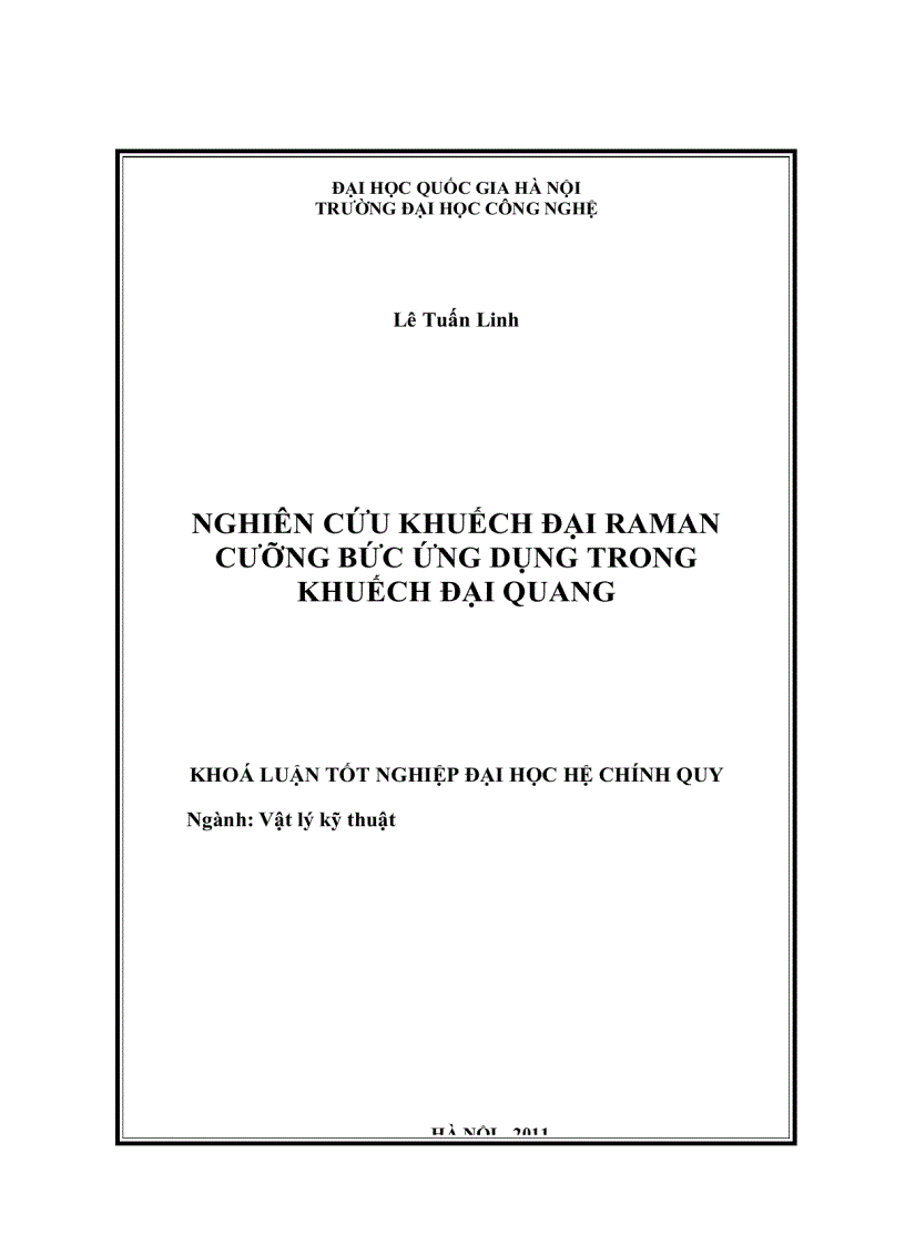 Nghiên cứu khuếch đại raman cưỡng bức ứng dụng trong khuếch đại quang