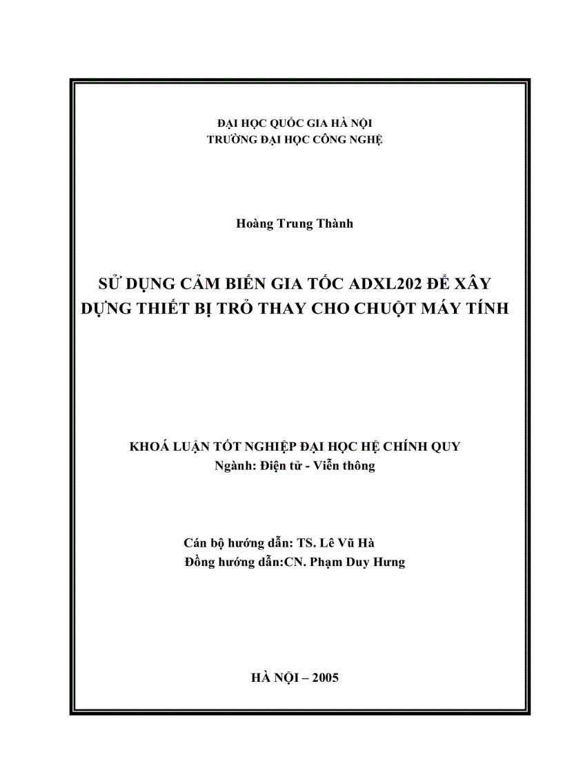 Sử dụng cảm biến gia tốc ADXL202 để xây dựng thiết bị trỏ thay thế cho chuột máy tính