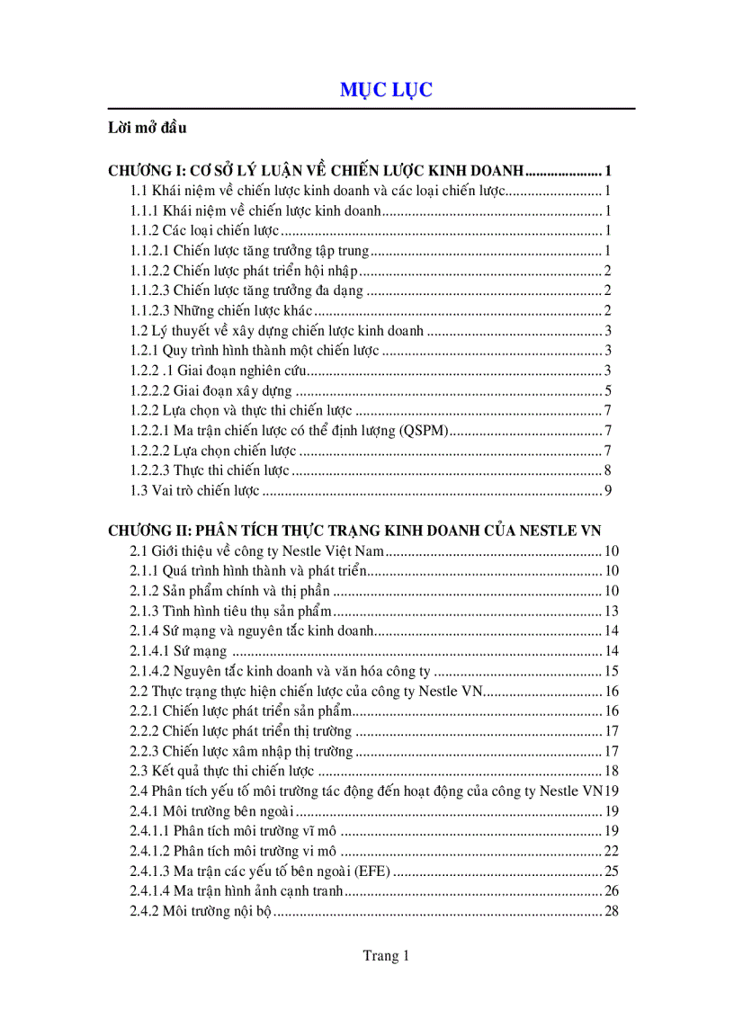 Xây dựng chiến lược kinh doanh của công ty Nestle Việt Nam giai đoạn 2006 2010