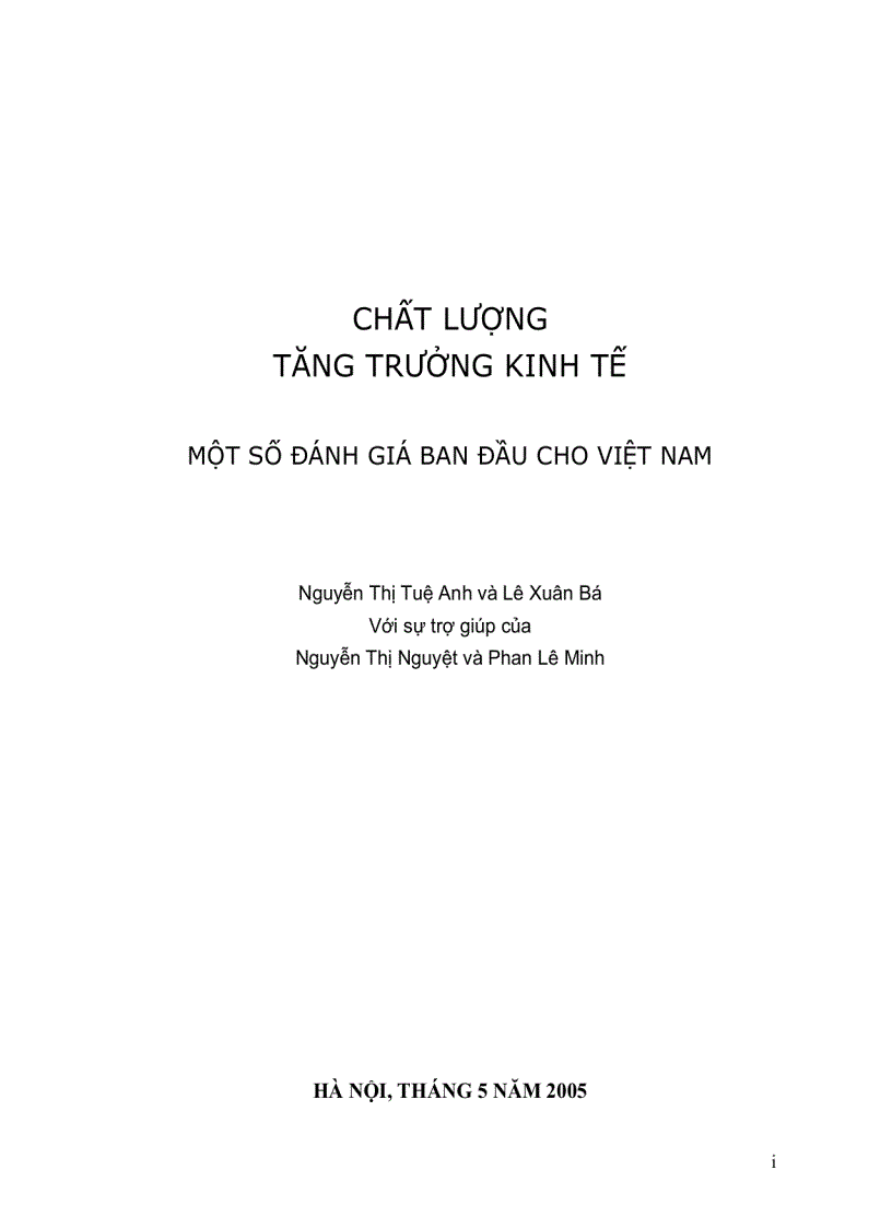 Tăng cường chất lượng kinh tế Một số đánh giá ban đầu cho Việt Nam