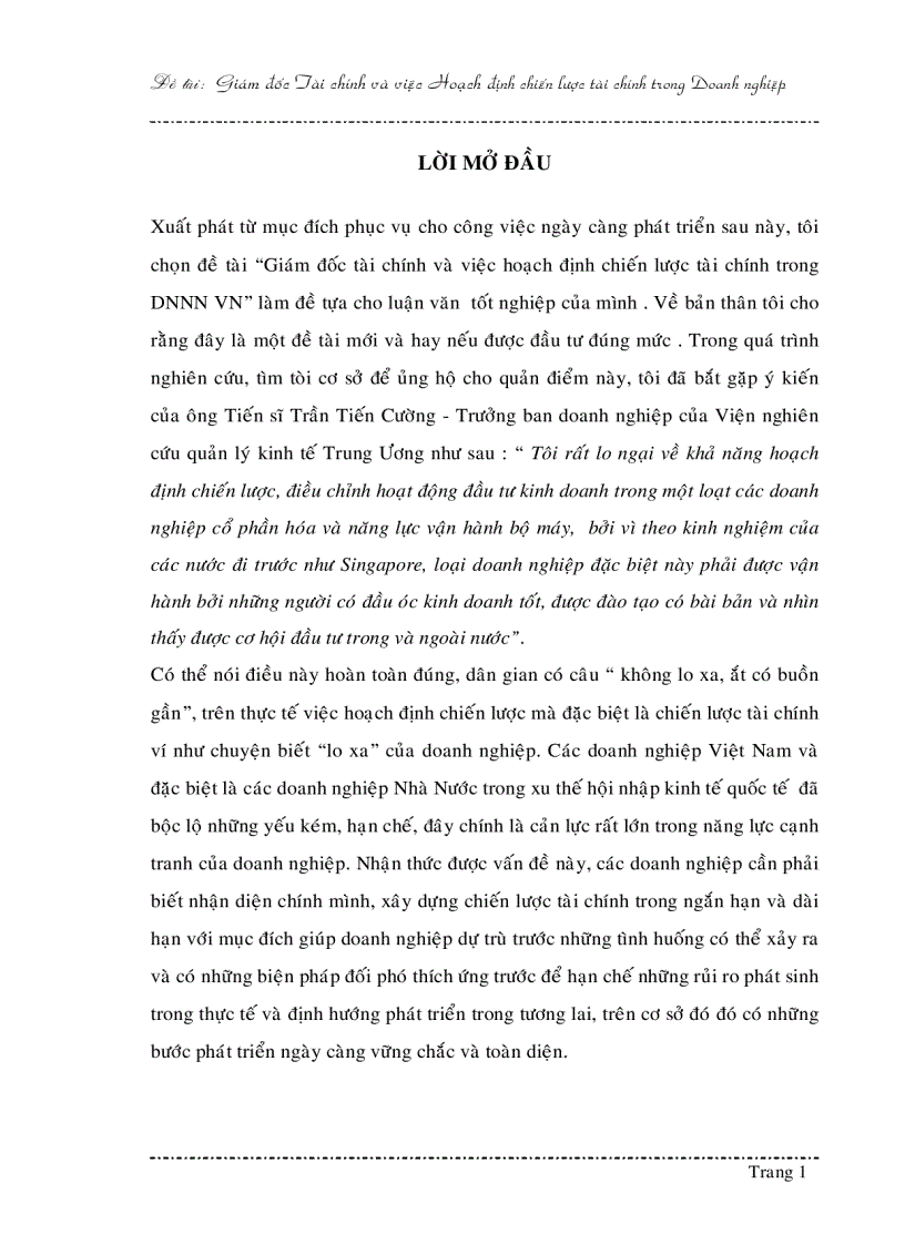 Giám đốc tài chính và công tác hoạch định chiến lược tài chính trong DNNN Việt Nam