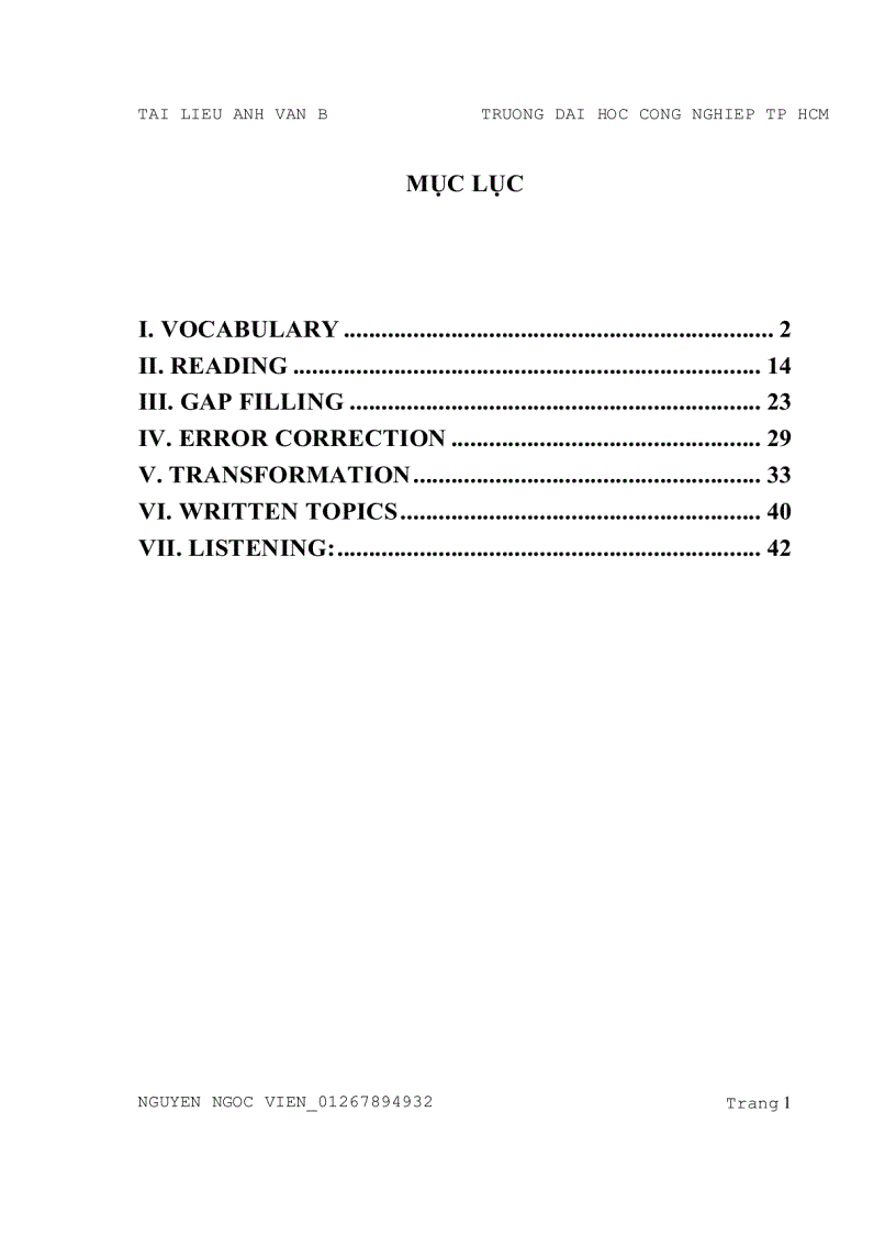 Trắc nghiệm anh văn B trường Đại học công nghiệp đáp án