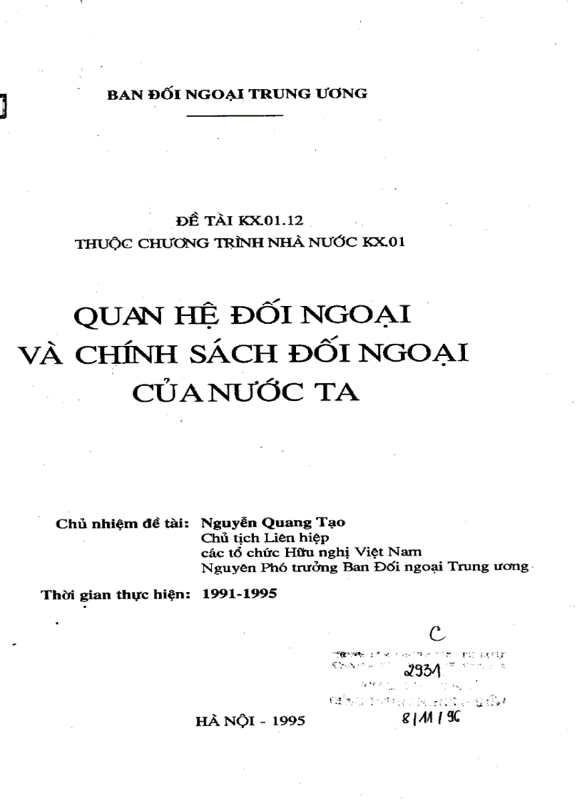 Quan hệ đối ngoại và chính sách đối ngoại của nước ta