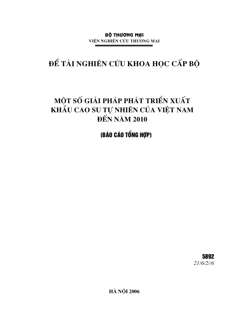 Một số giải pháp phát triển xuất khẩu cao su tự nhiên của việt nam đến năm 2010