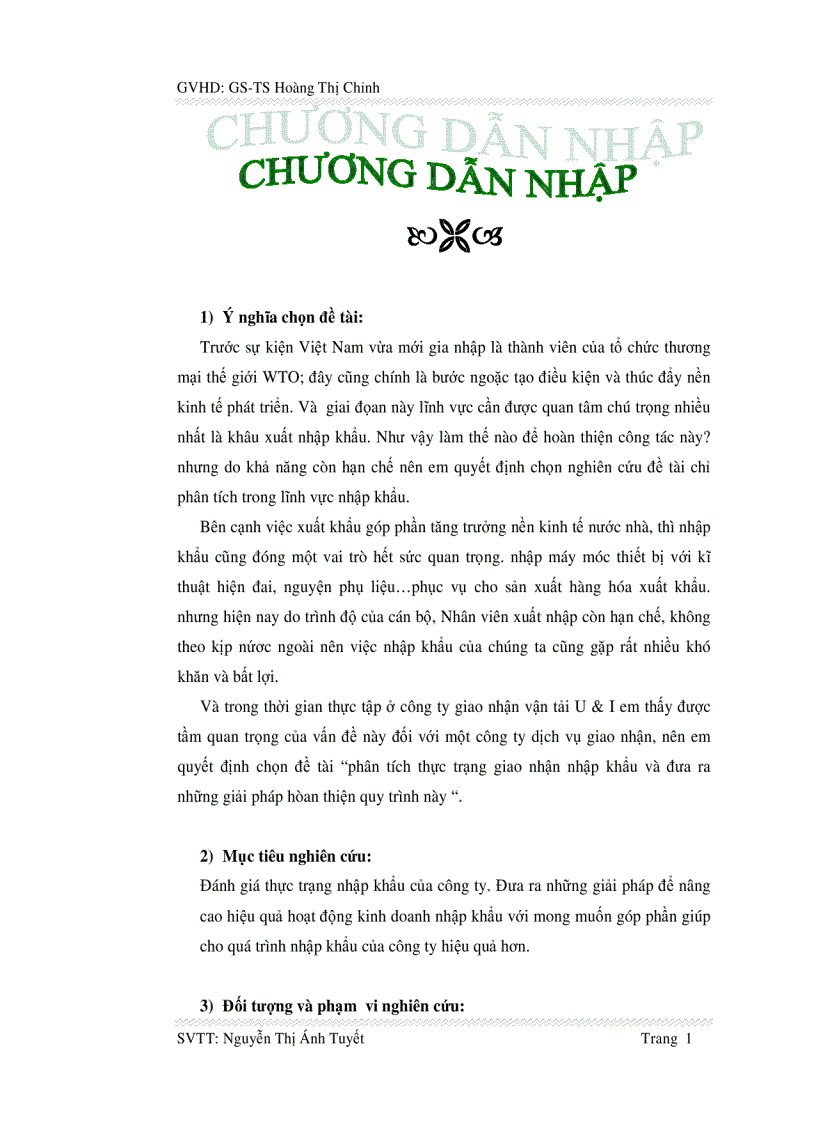 Phân tích thực trạng giao nhận nhập khẩu và đưa ra những giải pháp hoàn thiện quy trình này