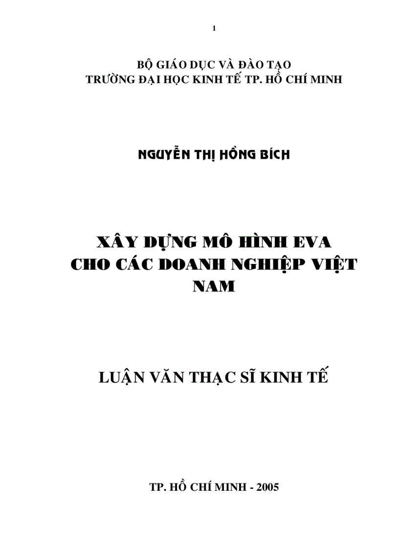 Xây dựng mô hình EVA cho các doanh nghiệp Việt Nam