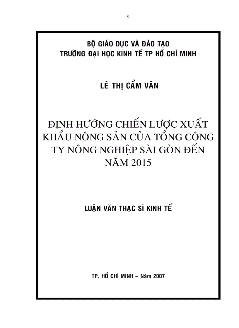 Chiến lược xuất khẩu nông sản của tổng công ty nông nghiệp sài gòn đến năm 2015