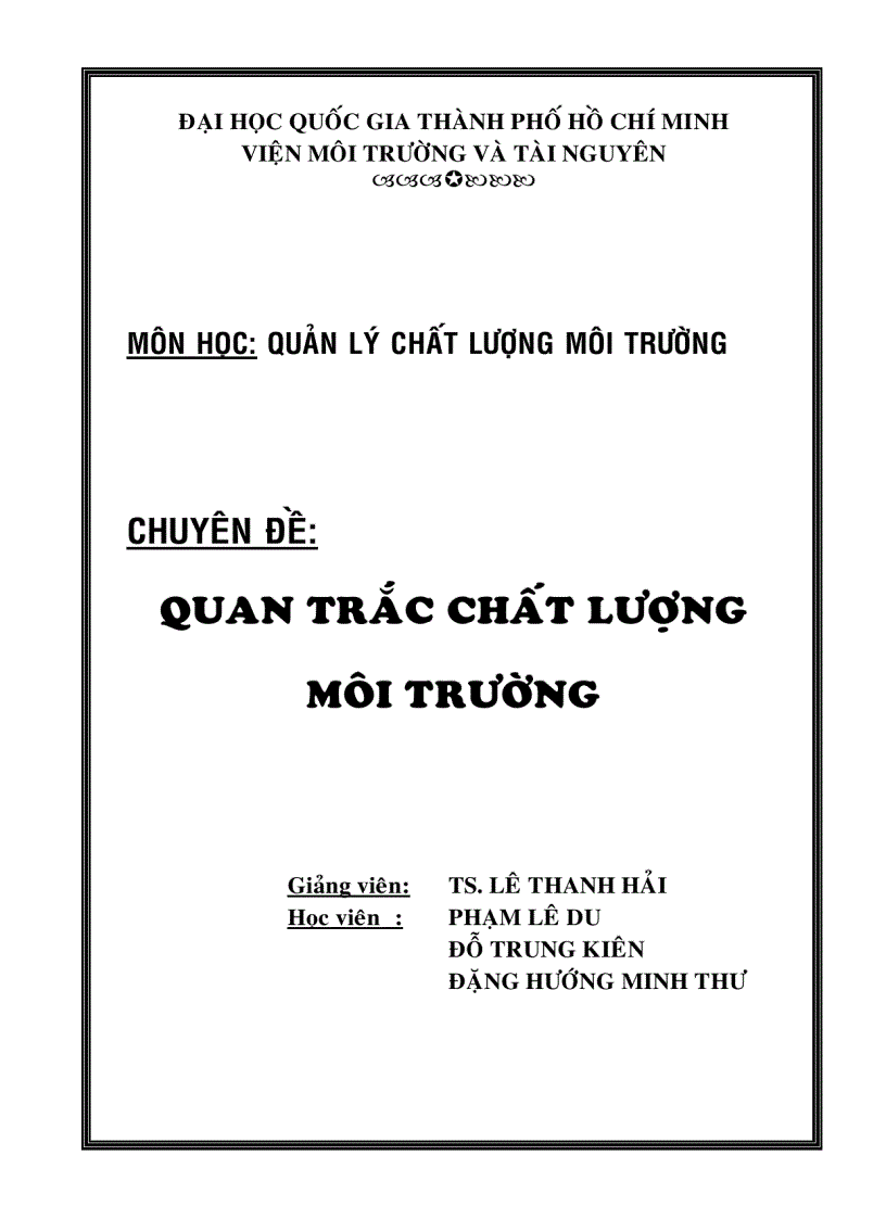 Quan trắc chất lượng môi trường