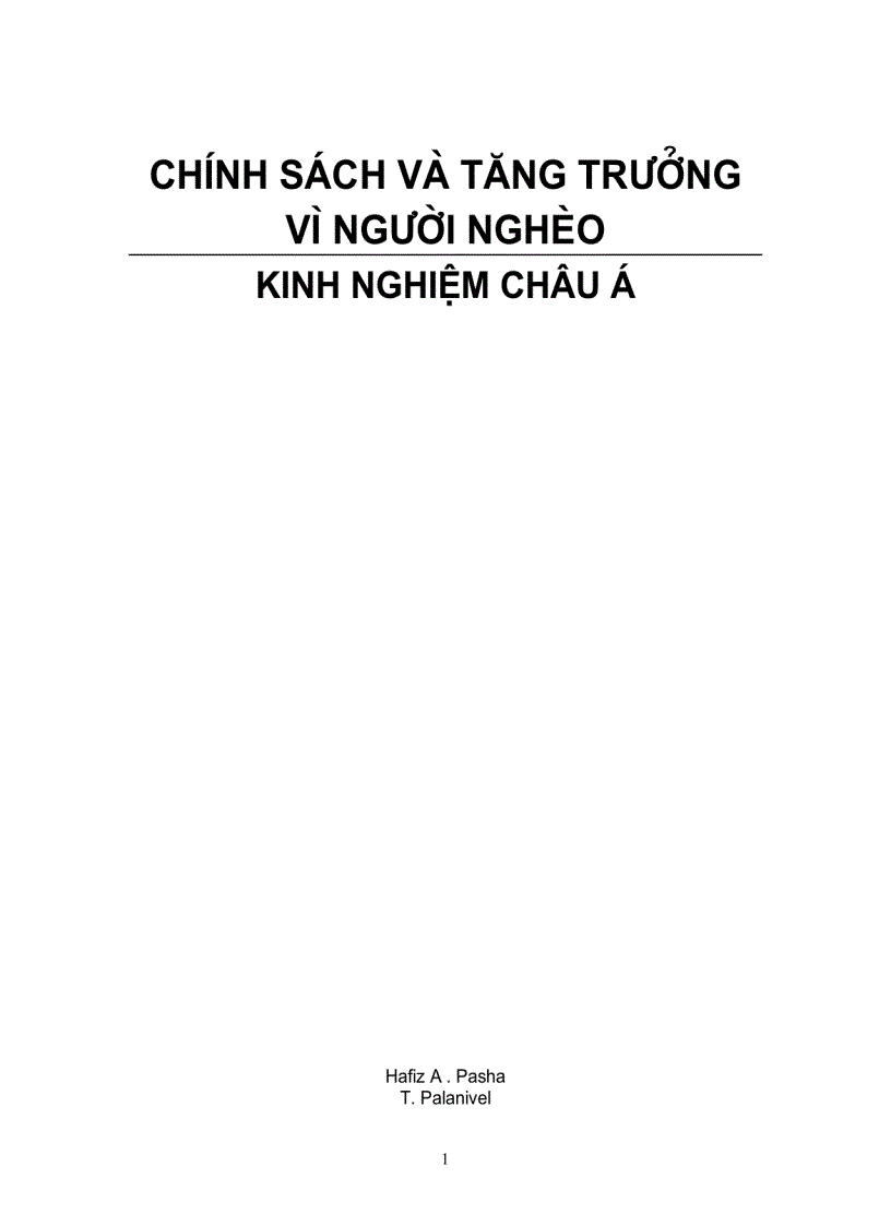 Chính sách tăng trưởng vì người nghèo Kinh nghiệm Châu Á