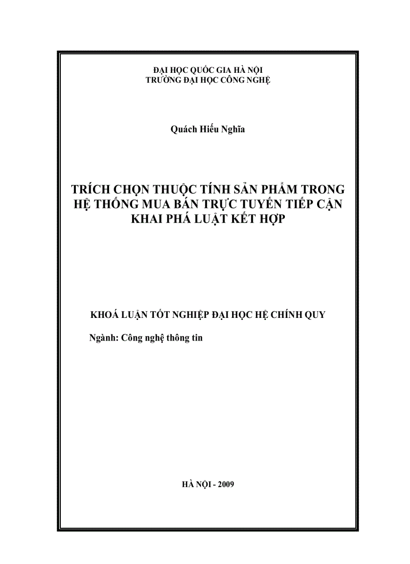 Trích chọn thuộc tính sản phẩm trong hệ thống mua bán trực tuyến tiếp cận khai phá luật kết hợp