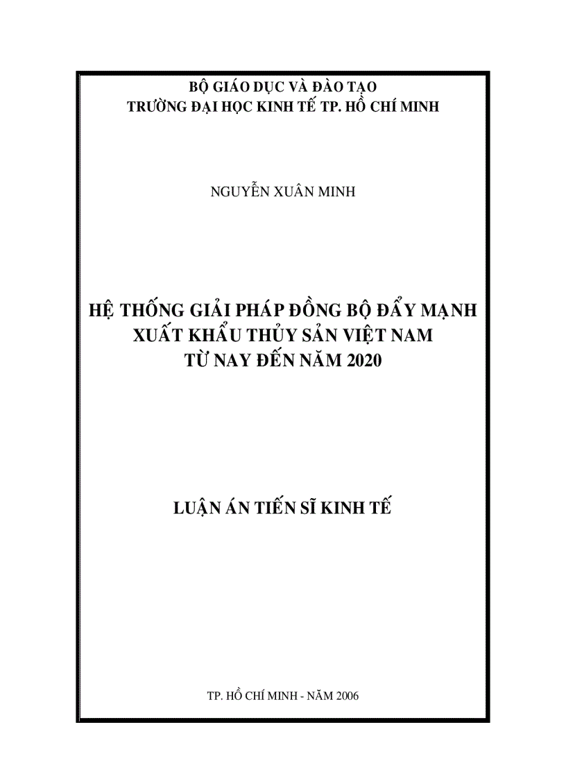 Hệ thống giải pháp đồng bộ đẩy mạnh xuất khẩu thủy sản Việt Nam từ nay đến năm 2020