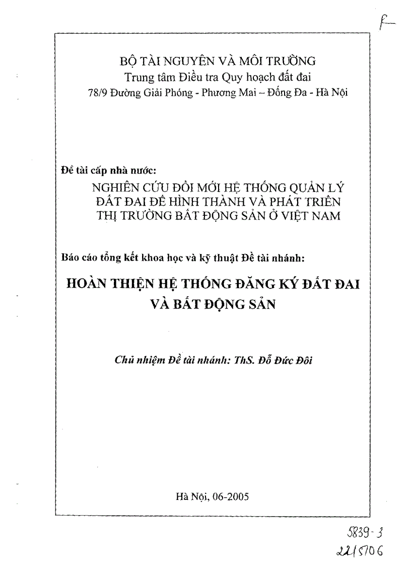 Hoàn hiện hệ thống đăng ký đất đai và bất động sản