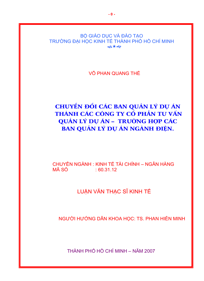 Chuyển đổi các Ban quản lý dự án thành các công ty cổ phần tư vấn quản lý dự án Trường hợp các Ban quản lý dự án của Ngành Điện