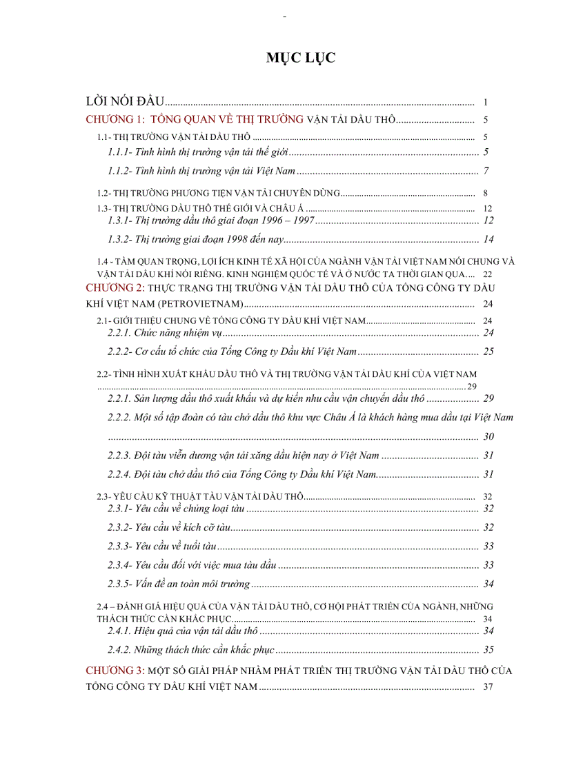 Một số giải pháp phát triển thị trường vận tải dầu thô của tổng công ty dầu khí việt nam