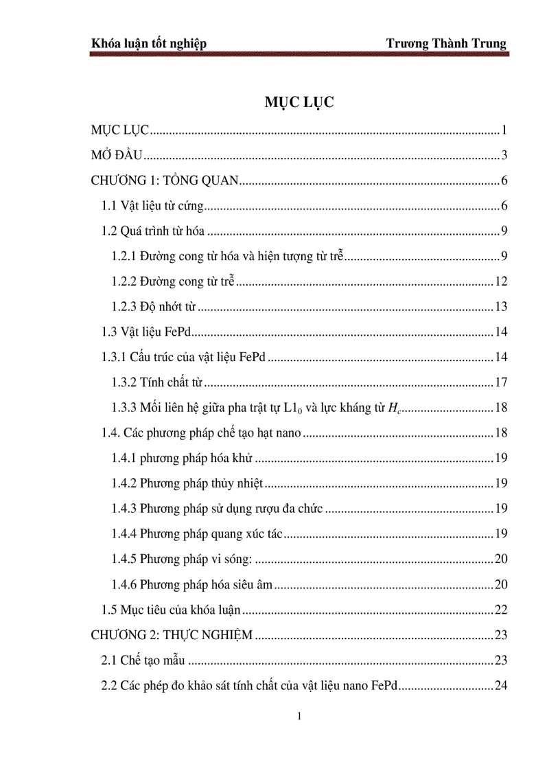 Nghiên cứu chế tạo và tính chất của vật liệu từ nano FePd