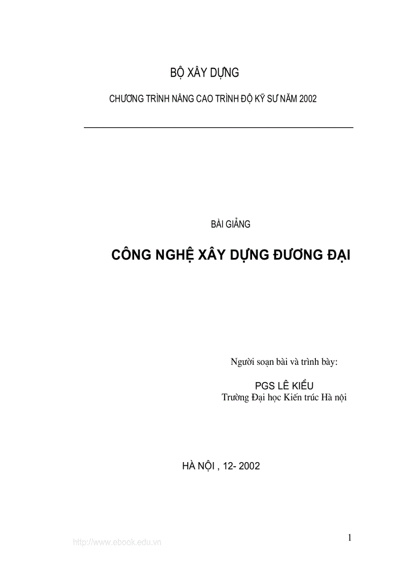 Bài giảng công nghệ xây dựng đương đại