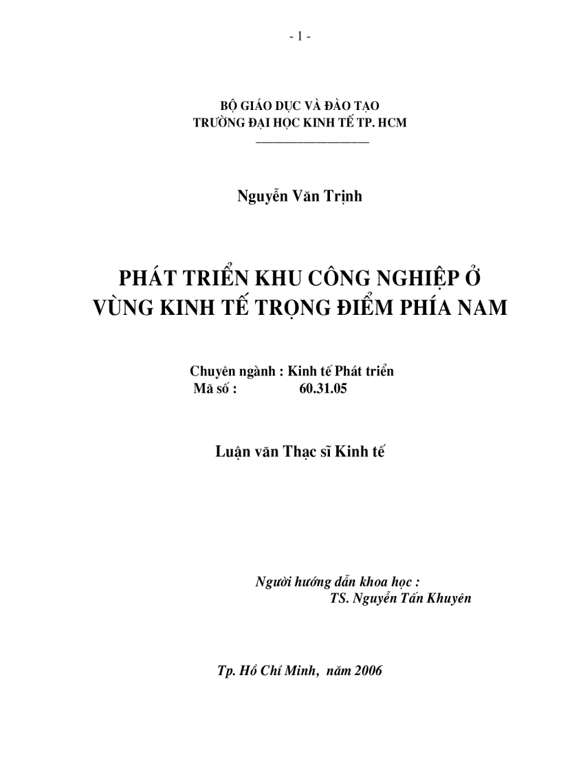 Phát triển các khu công nghiệp ở vùng kinh tế trọng điểm phía Nam