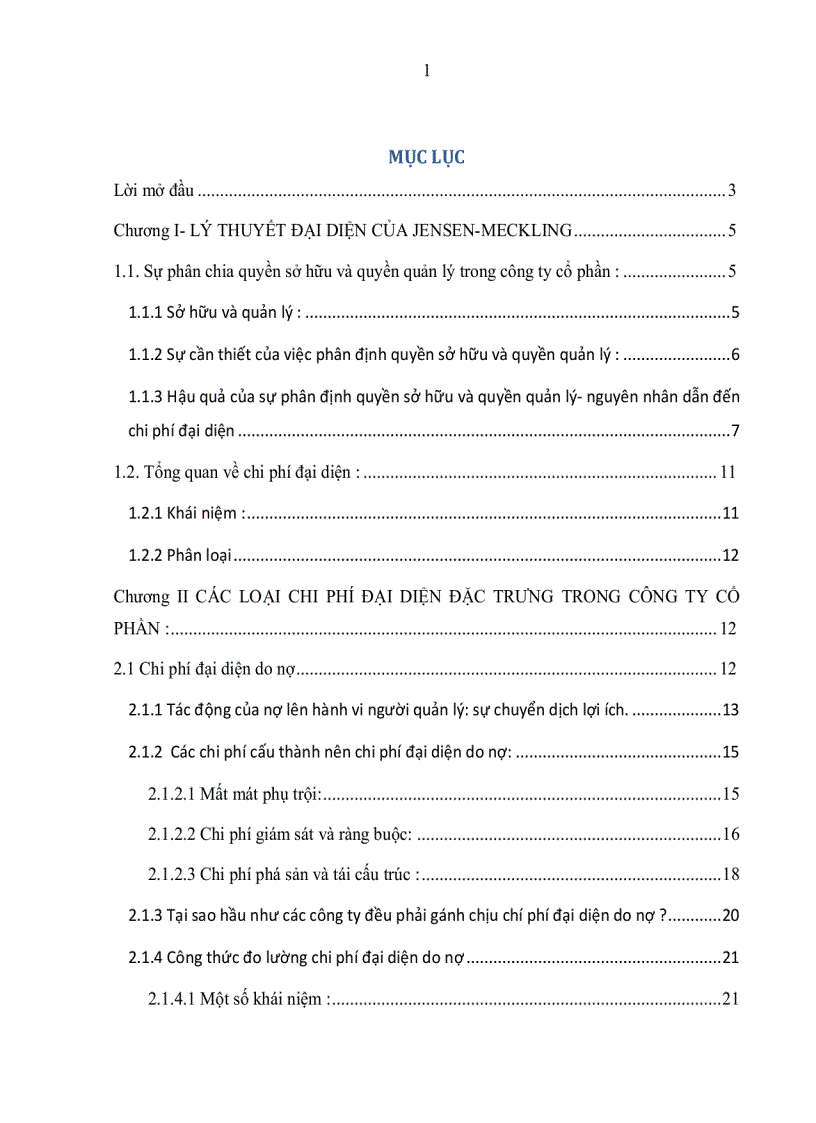 Chi phí đại diện đặc trưng trong công ty cổ phần