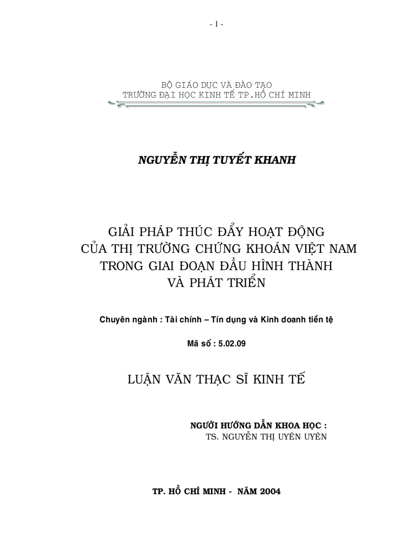 Giải pháp thúc đẩy hoạt động của thị trường chứng khoán Việt Nam trong giai đoạn đầu hình thành và phát triển