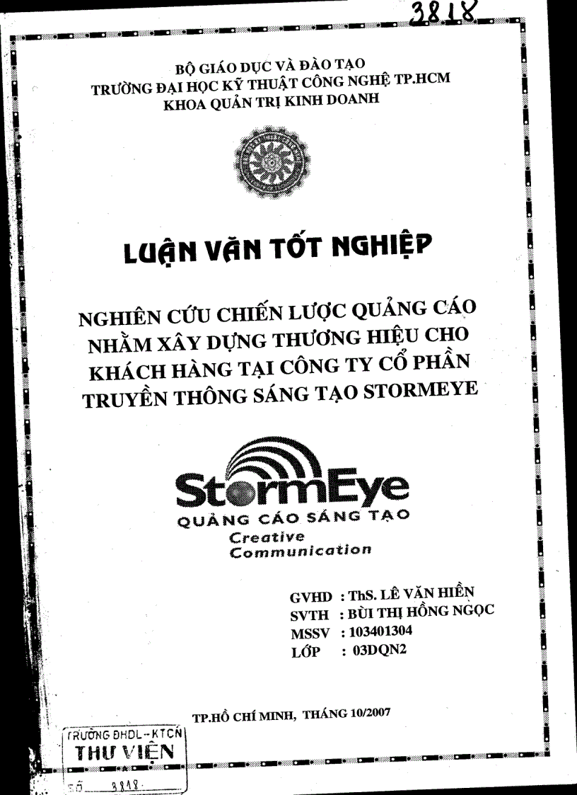 Nghiên cứu chiến lược quảng cáo nhằm xây dựng thương hiệu cho khách hàng tại công ty cổ phần truyền thông sáng tạo Stormeye