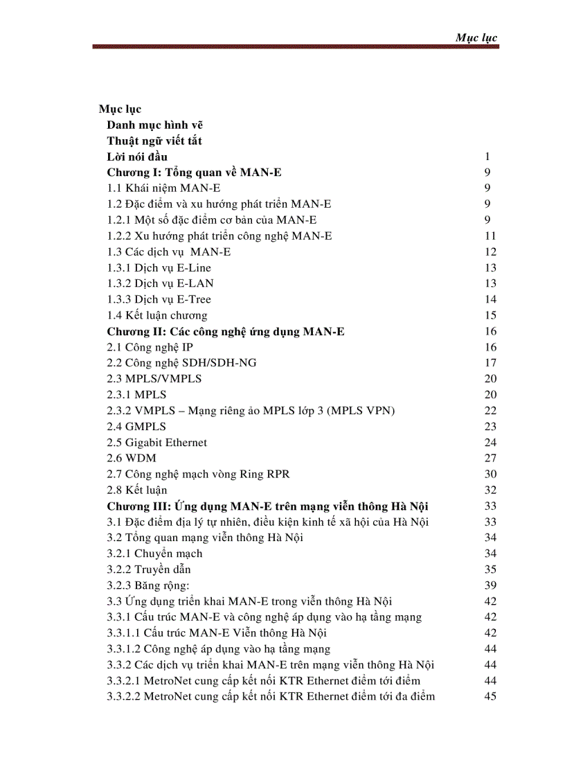 Công Nghệ MAN E Và Ứng Dụng Trên Mạng Viễn Thông Hà Nội