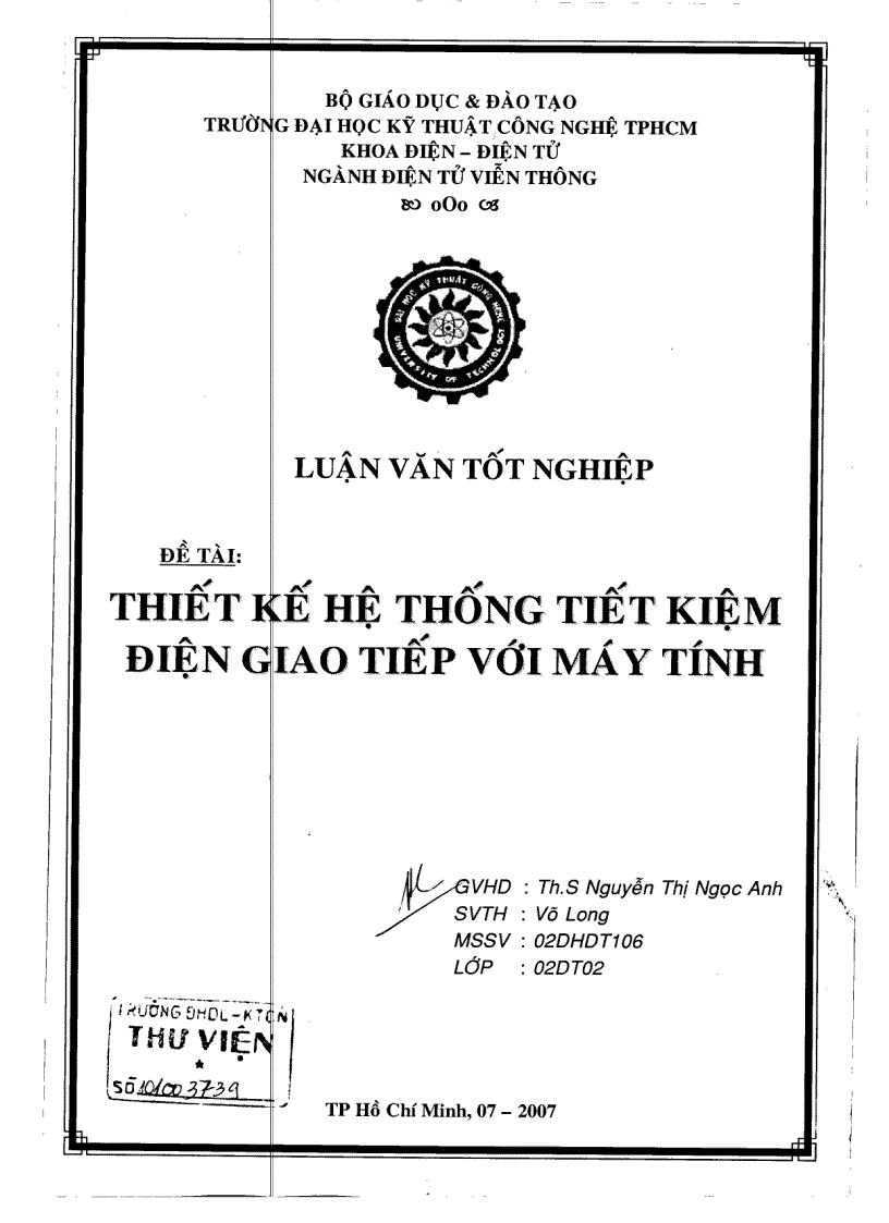 Thiết kế hệ thống tiết kiệm điện giao tiếp với máy tính