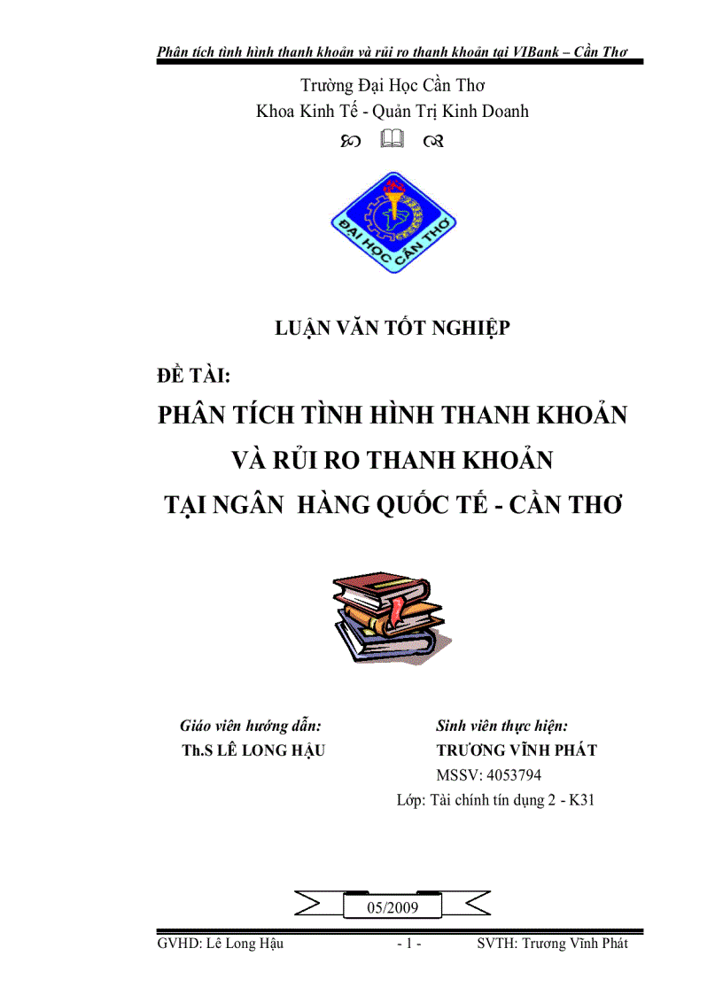 Phân tích tình hình thanh khoản và rủi ro thanh khoản tại ngân hàng quốc tế cần thơ